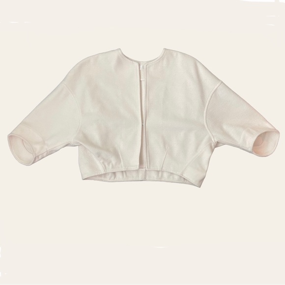 Ivory Cropped Blazer, L-XL - Picture 1 of 12